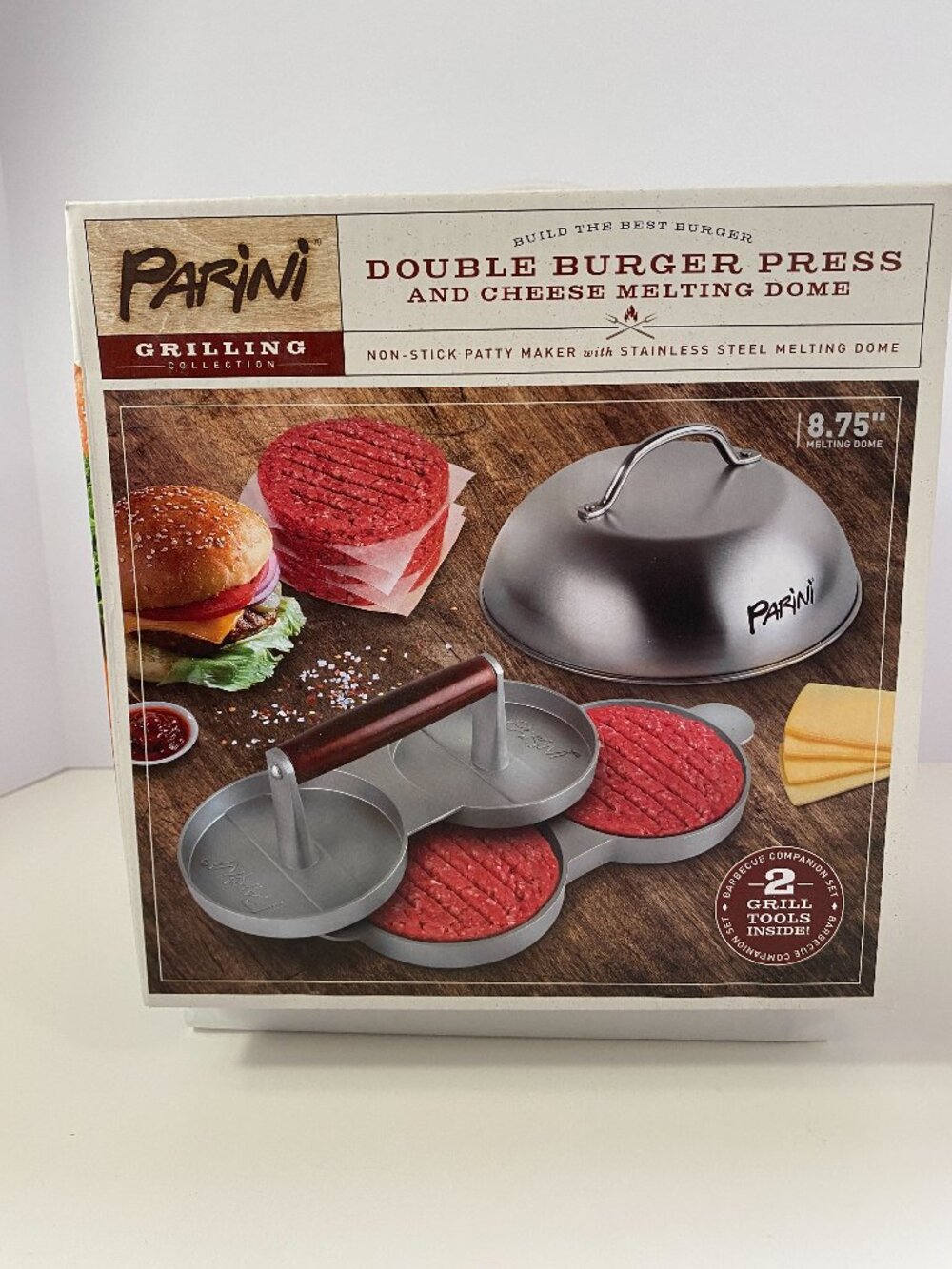 Parini Double Burger Press and Cheese Melting Dome